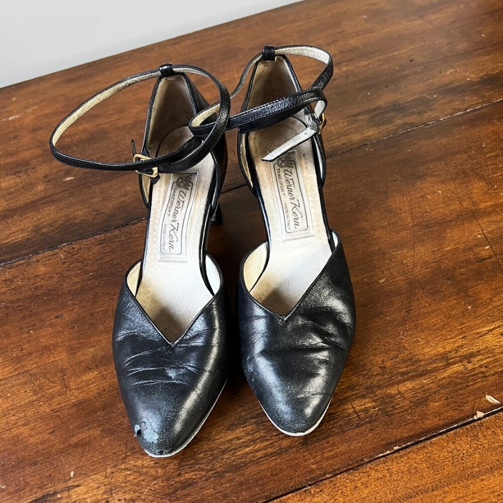 Werner Kern Black Leather Dance Heels UK 2.5 US 5 Italy